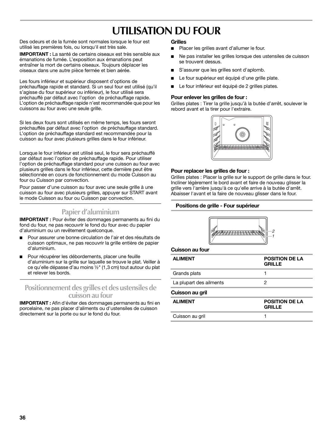 Maytag W10289539A, MET8885XS manual Utilisation DU Four, Papier d’aluminium, Cuisson au four 