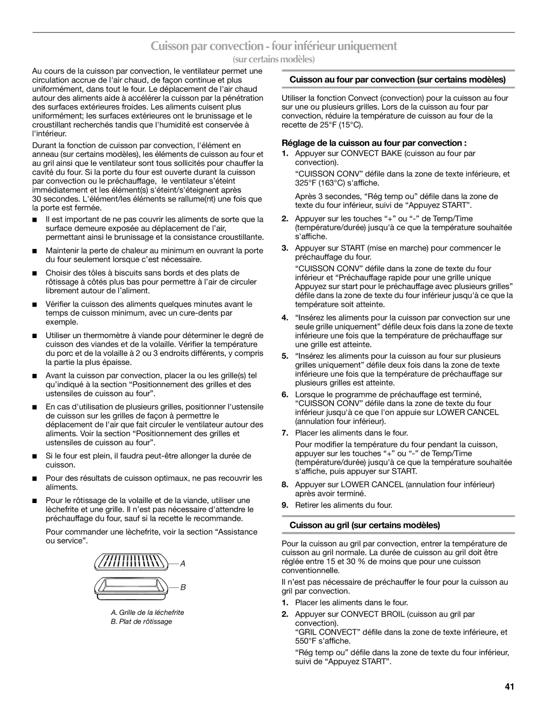 Maytag MET8885XS Cuisson par convection four inférieur uniquement, Cuisson au four par convection sur certains modèles 