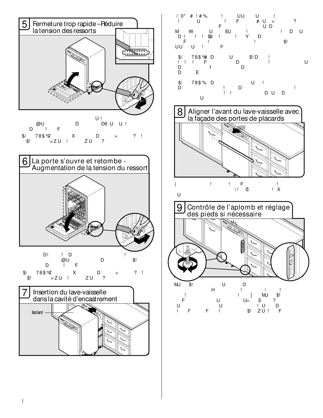 Maytag W10290309A, MDB6709AWW La tension des ressorts, Insertion du lave-vaisselle dans la cavité d’encastrement, Isolant 