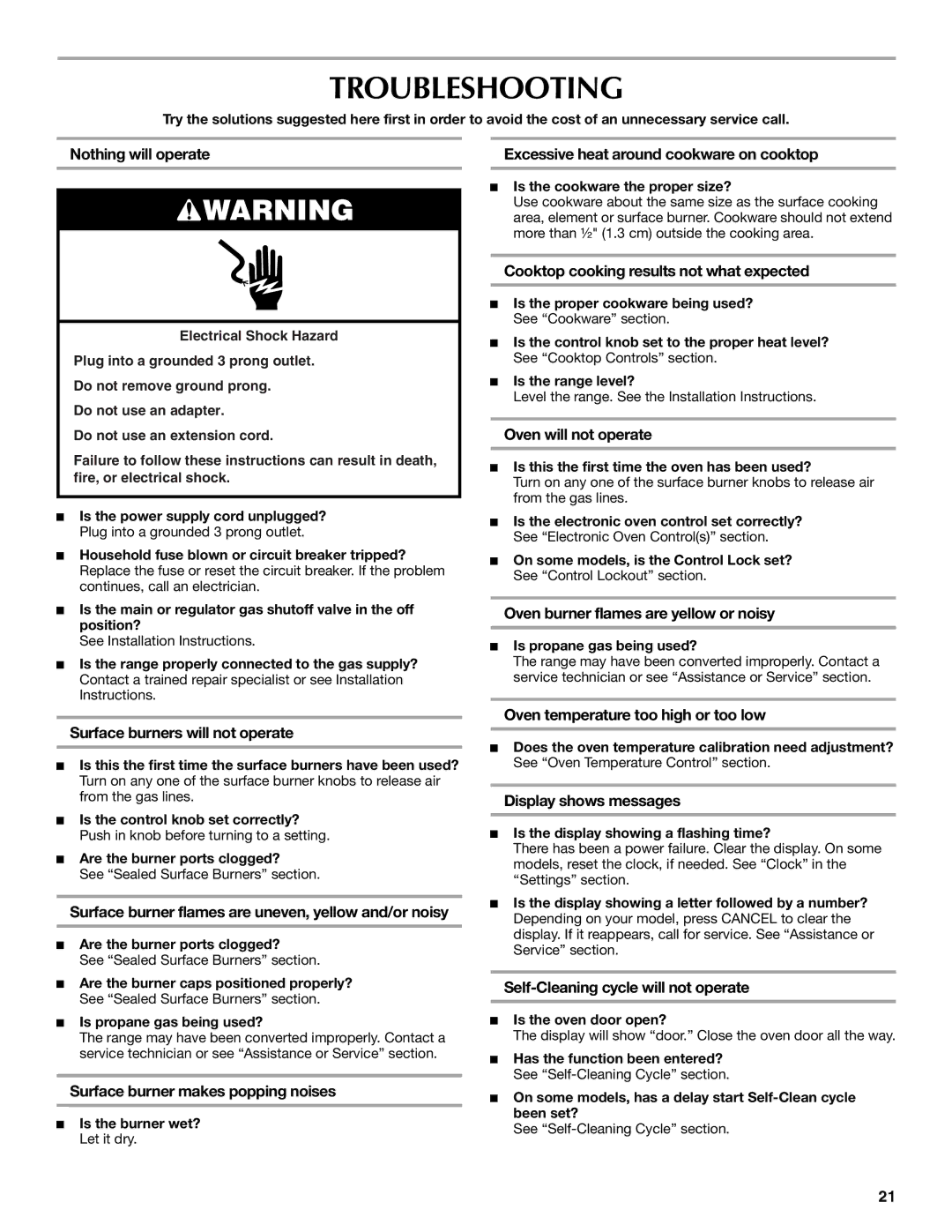 Maytag MGT8885XS, W10291449A manual Troubleshooting 