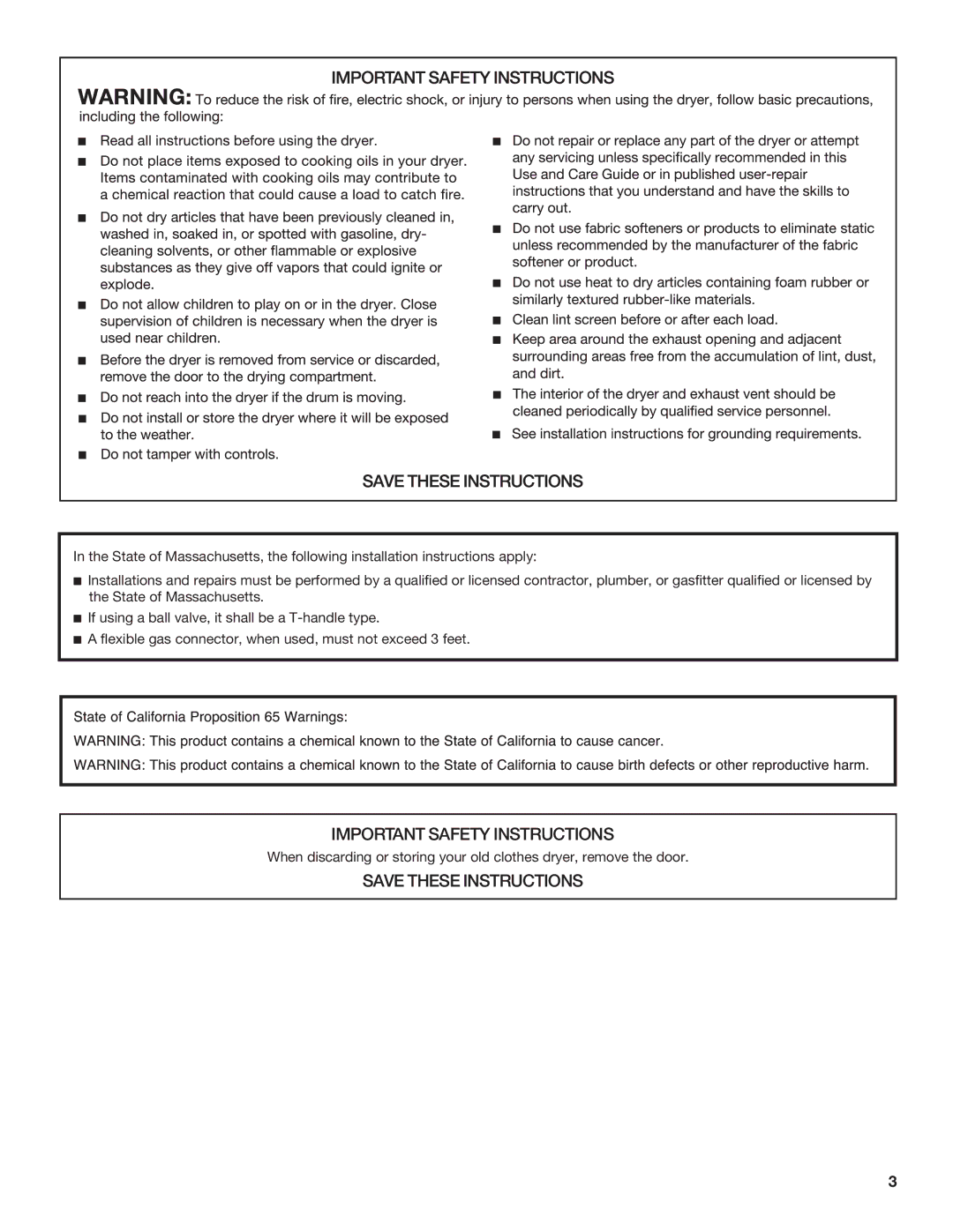 Maytag W10296136A-SP, W10296135A, MGDC500VW installation instructions Important Safety Instructions 