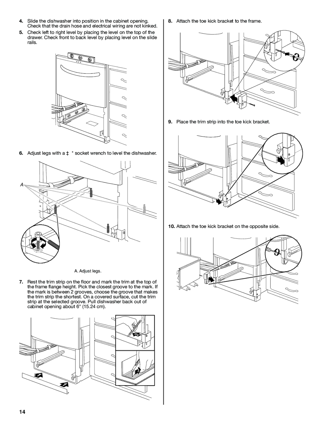 Maytag W10300218B installation instructions Adjust legs 