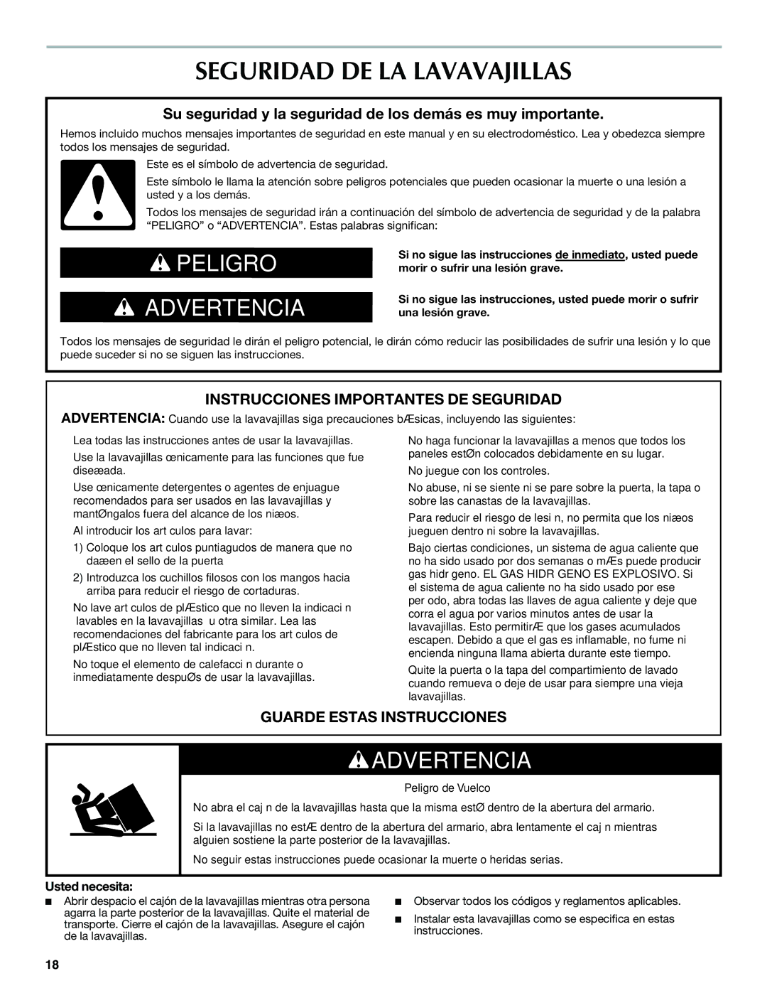 Maytag W10300218B installation instructions Seguridad DE LA Lavavajillas, Usted necesita 