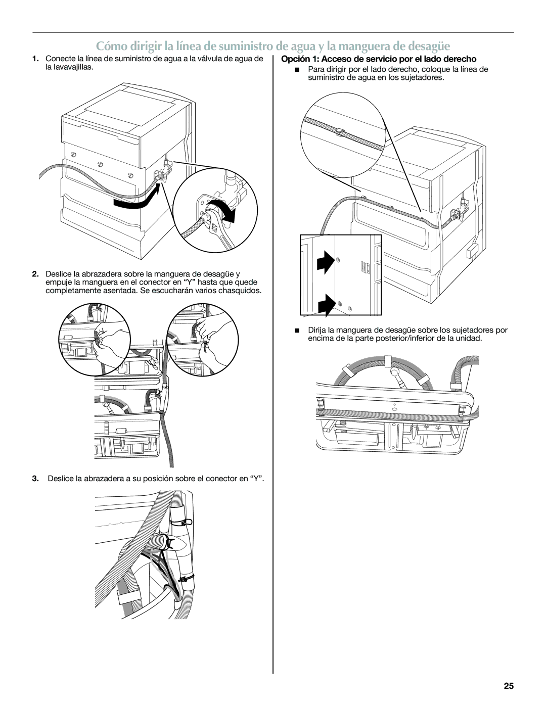 Maytag W10300218B installation instructions Opción 1 Acceso de servicio por el lado derecho 