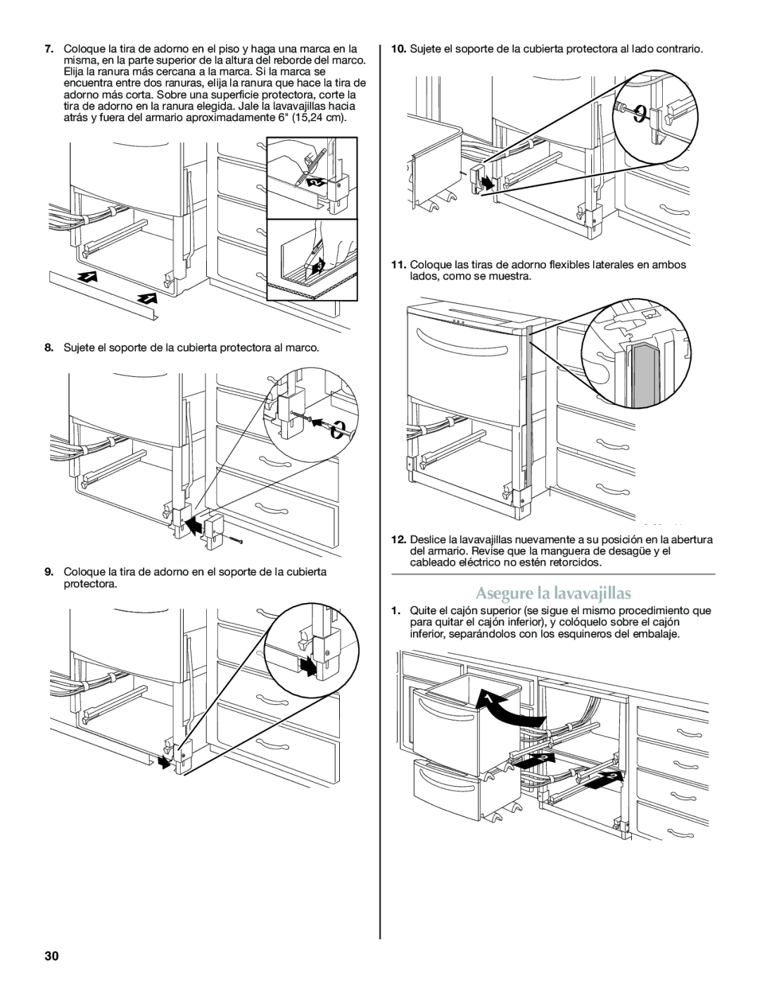 Maytag W10300218B installation instructions Asegure la lavavajillas 