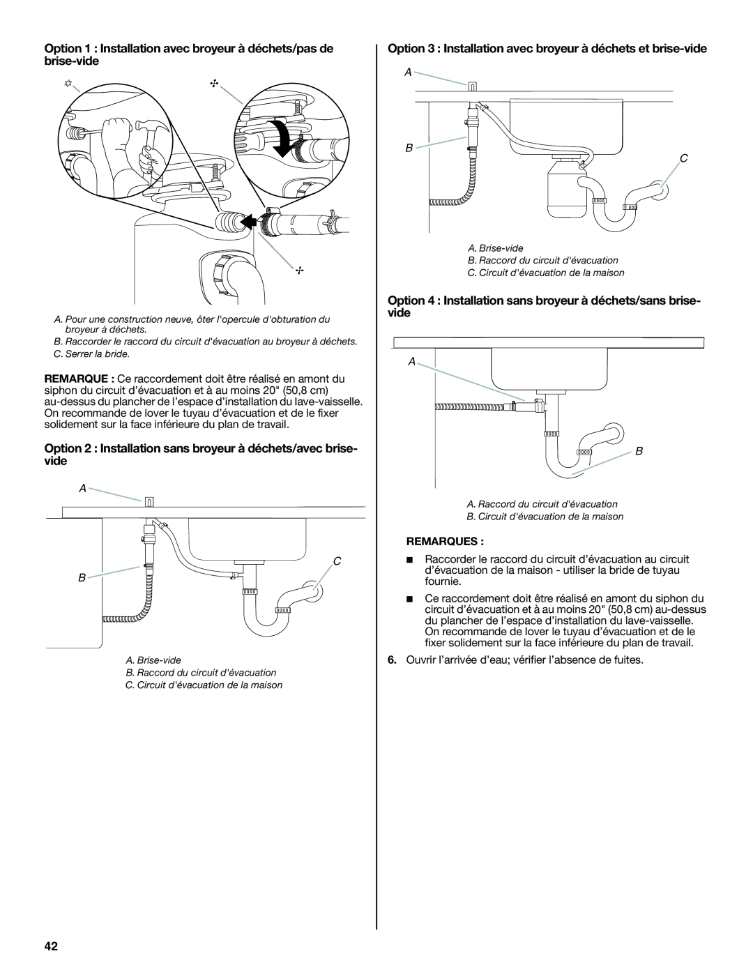 Maytag W10300218B installation instructions Remarques 