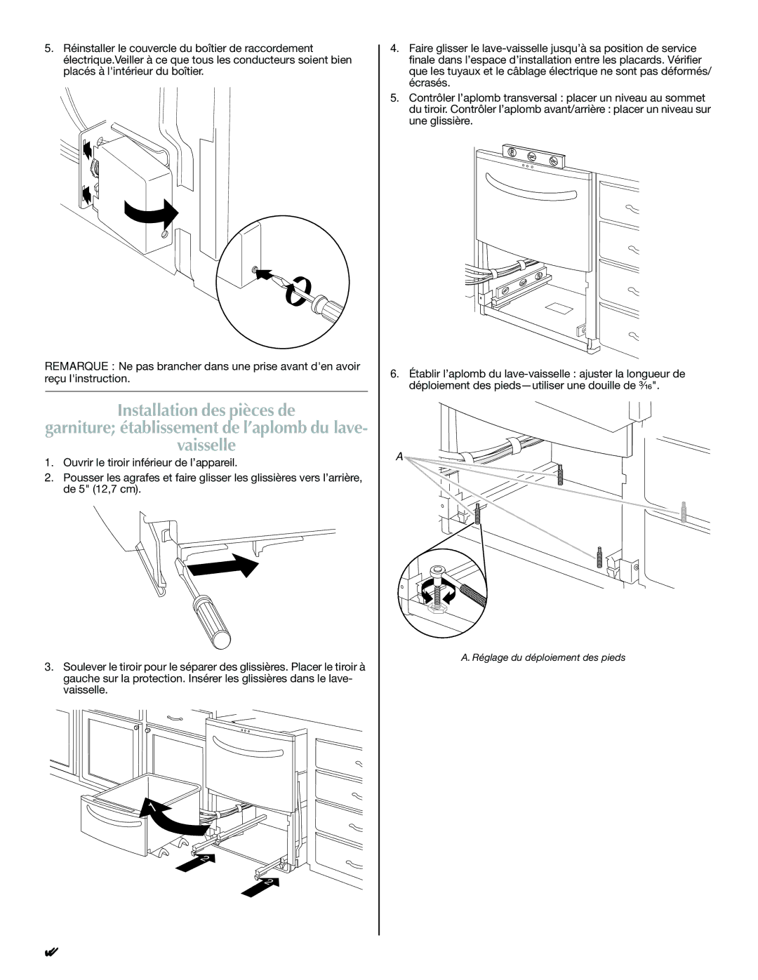 Maytag W10300218B installation instructions Installation des pièces de, Vaisselle 