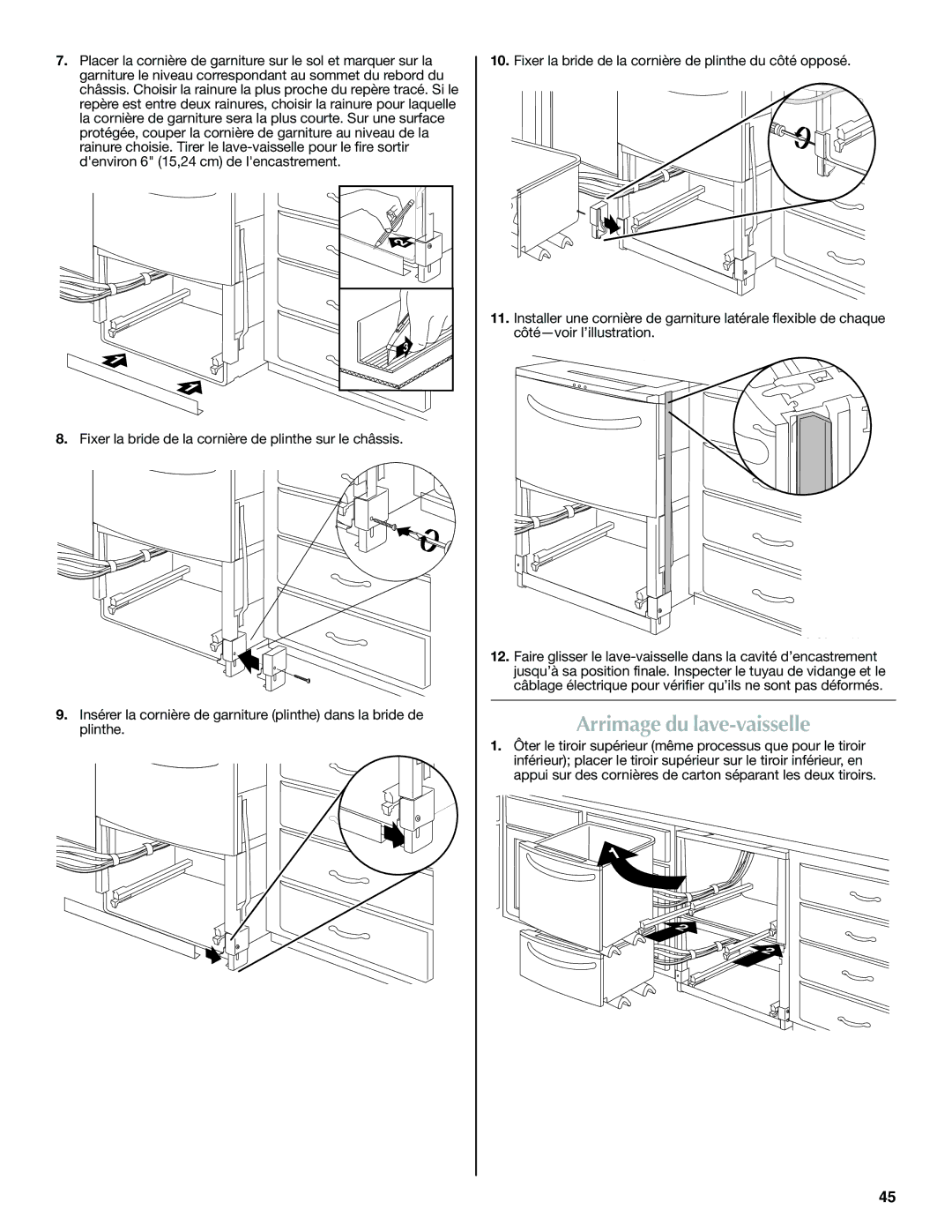 Maytag W10300218B installation instructions Arrimage du lave-vaisselle 