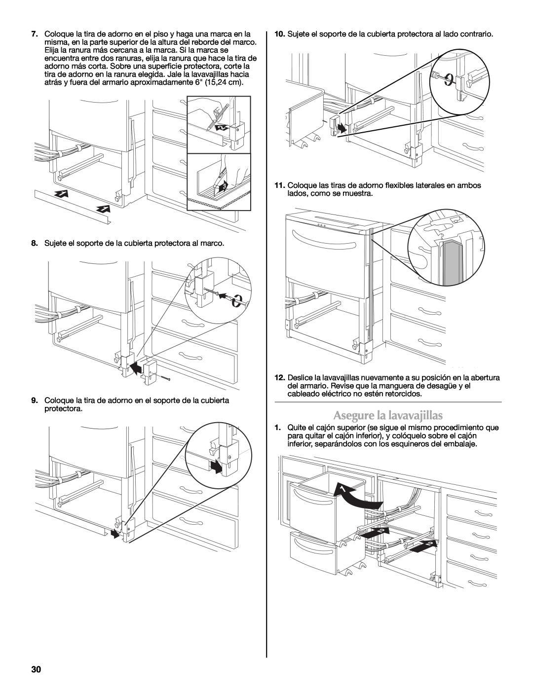 Maytag W10300218B installation instructions Asegure la lavavajillas 