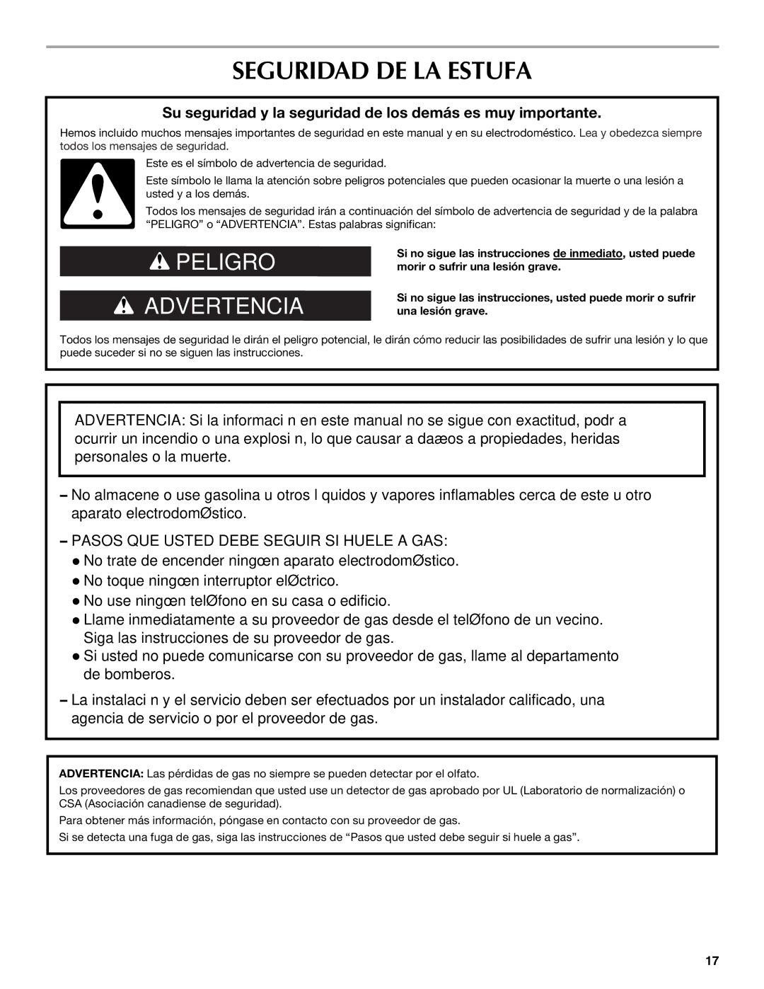 Maytag W10304917A manual Seguridad DE LA Estufa, Su seguridad y la seguridad de los demás es muy importante 