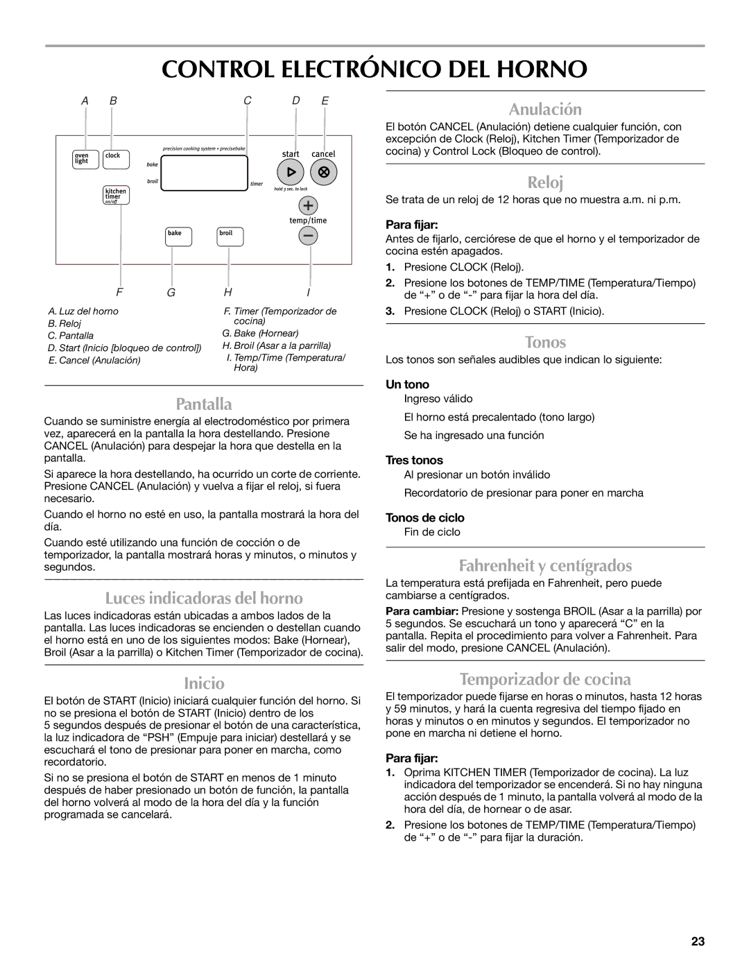 Maytag W10304917A manual Control Electrónico DEL Horno 