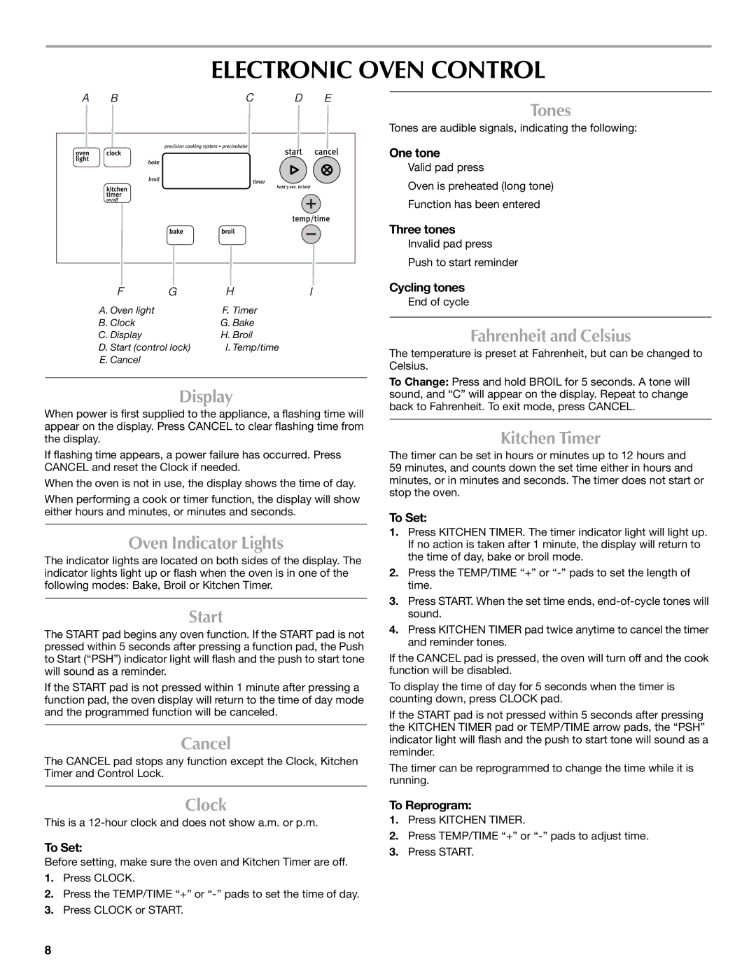 Maytag W10304917A manual Electronic Oven Control 