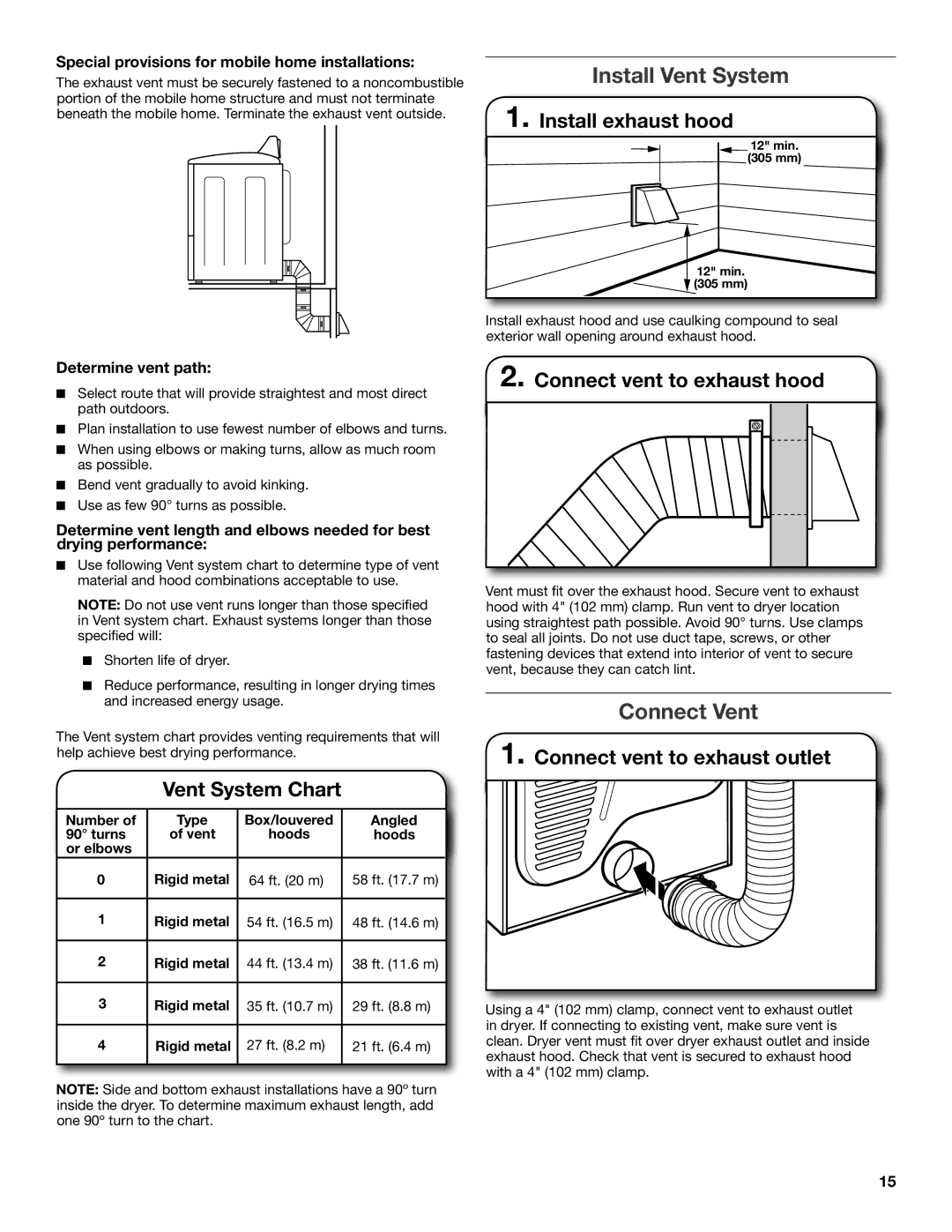 Maytag W10096988A, W10306460A-SP installation instructions Install Vent System, Connect Vent 