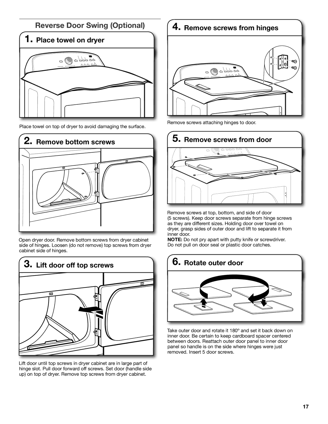 Maytag W10096988A, W10306460A-SP installation instructions Reverse Door Swing Optional 