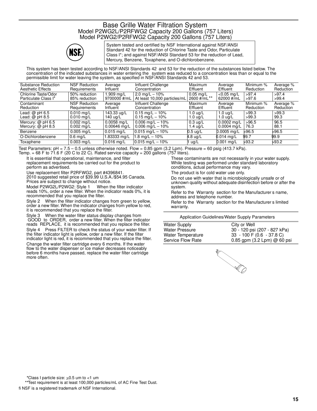 Maytag W10321475A installation instructions Base Grille Water Filtration System 