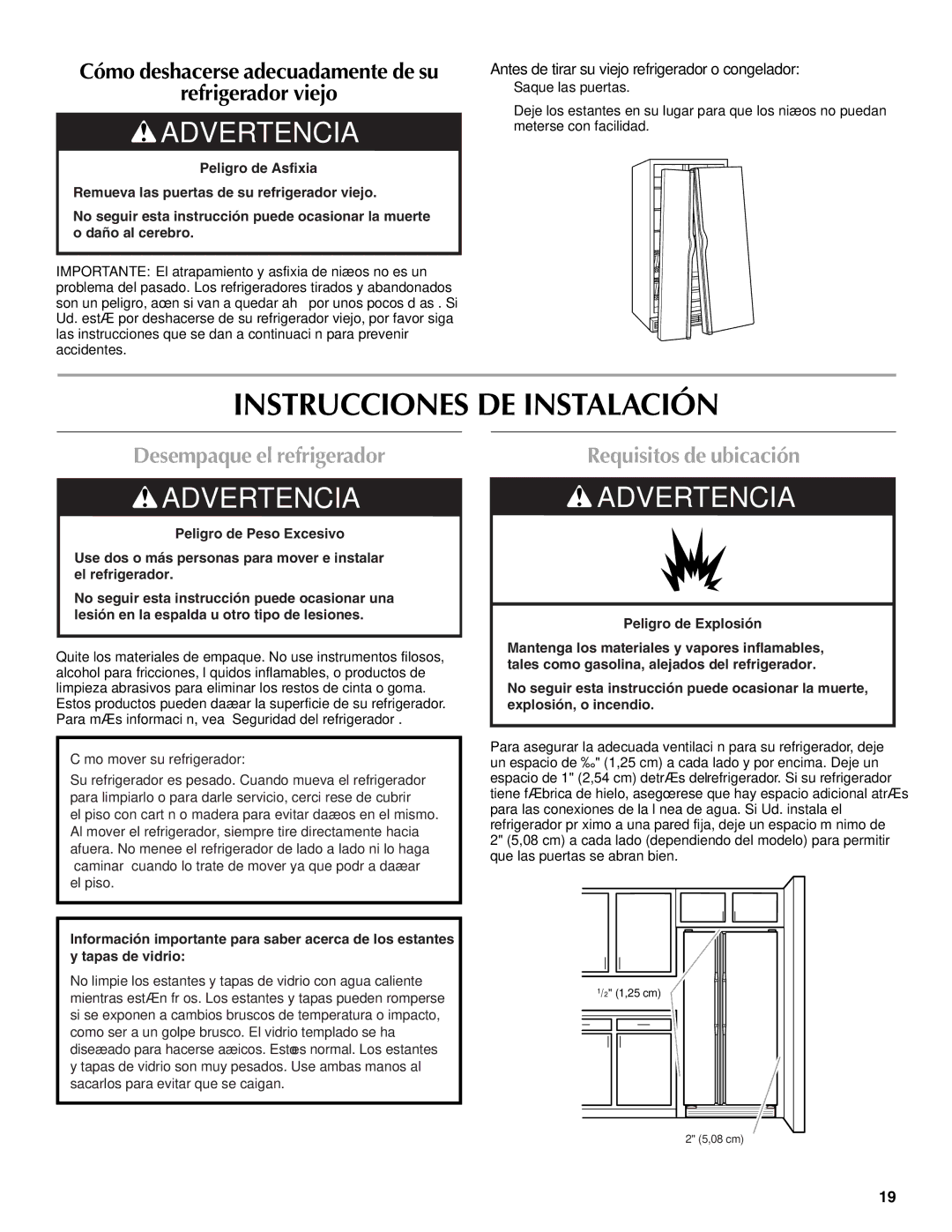 Maytag W10321477A Instrucciones DE Instalación, Desempaque el refrigerador, Requisitos de ubicación 