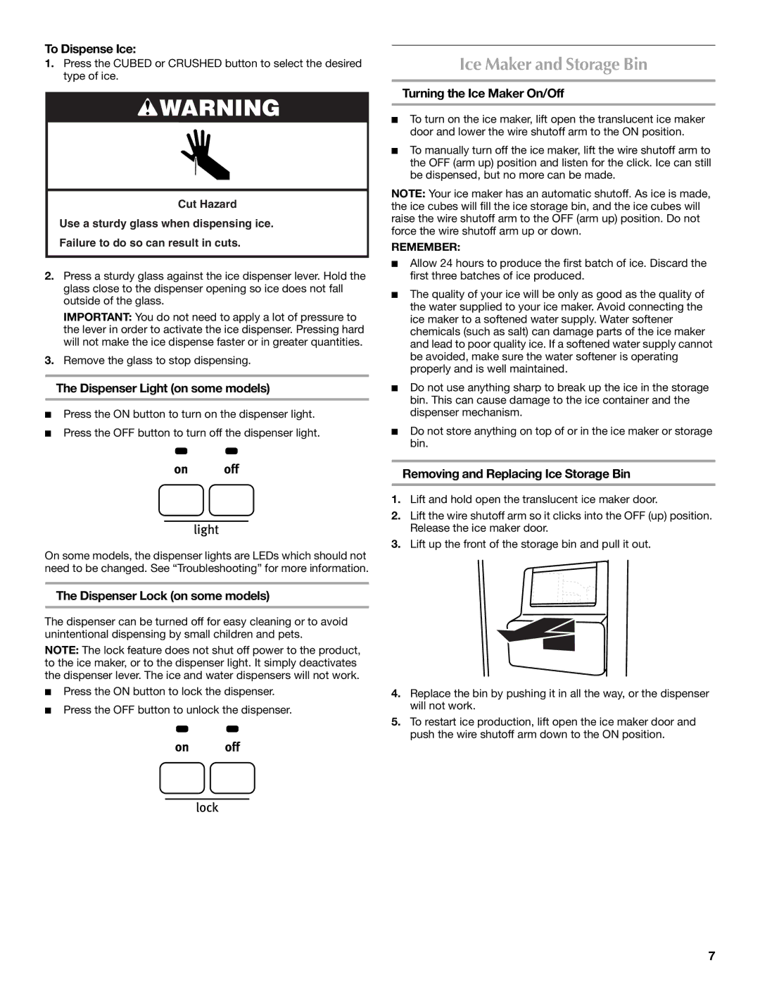 Maytag W10321478A installation instructions Ice Maker and Storage Bin 