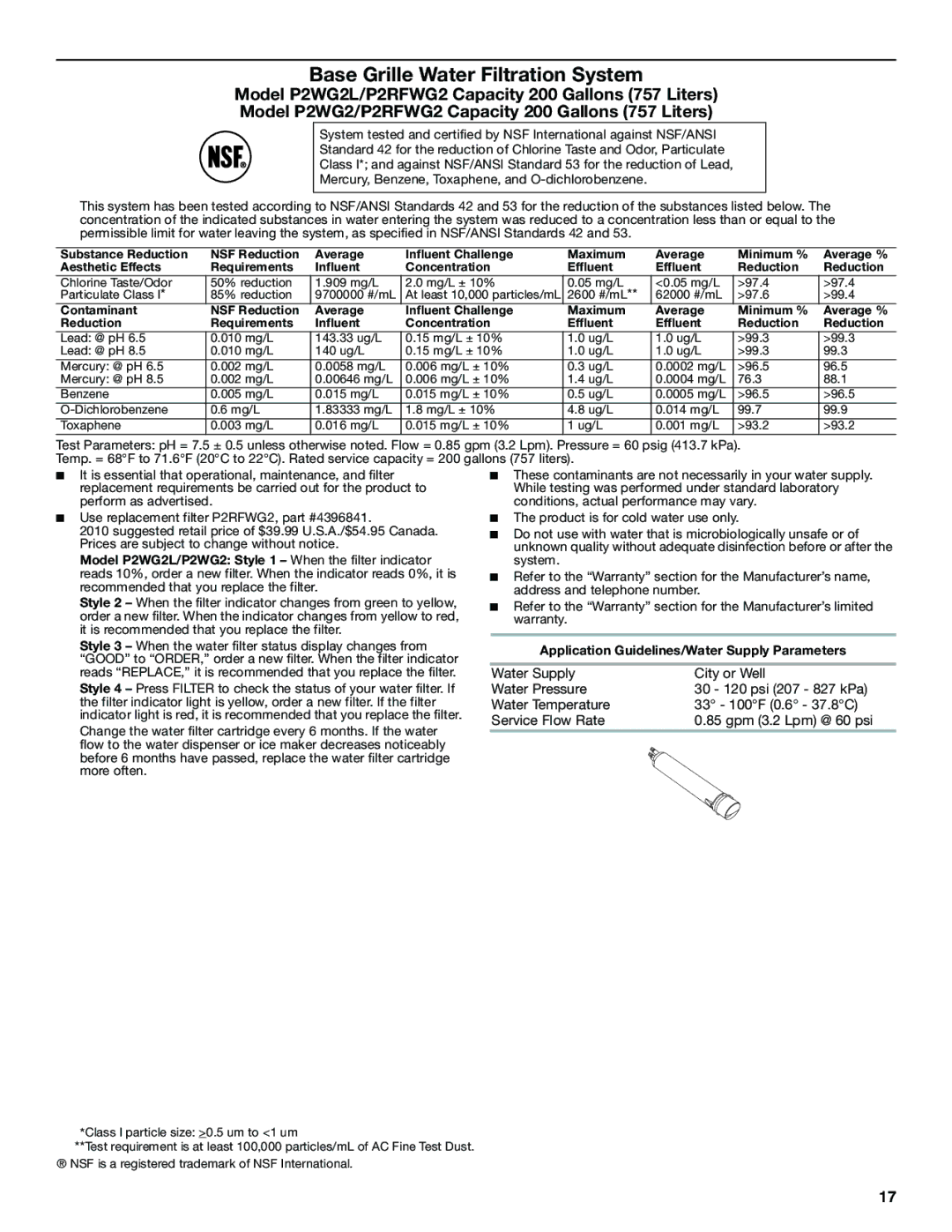 Maytag W10321481A installation instructions Base Grille Water Filtration System 