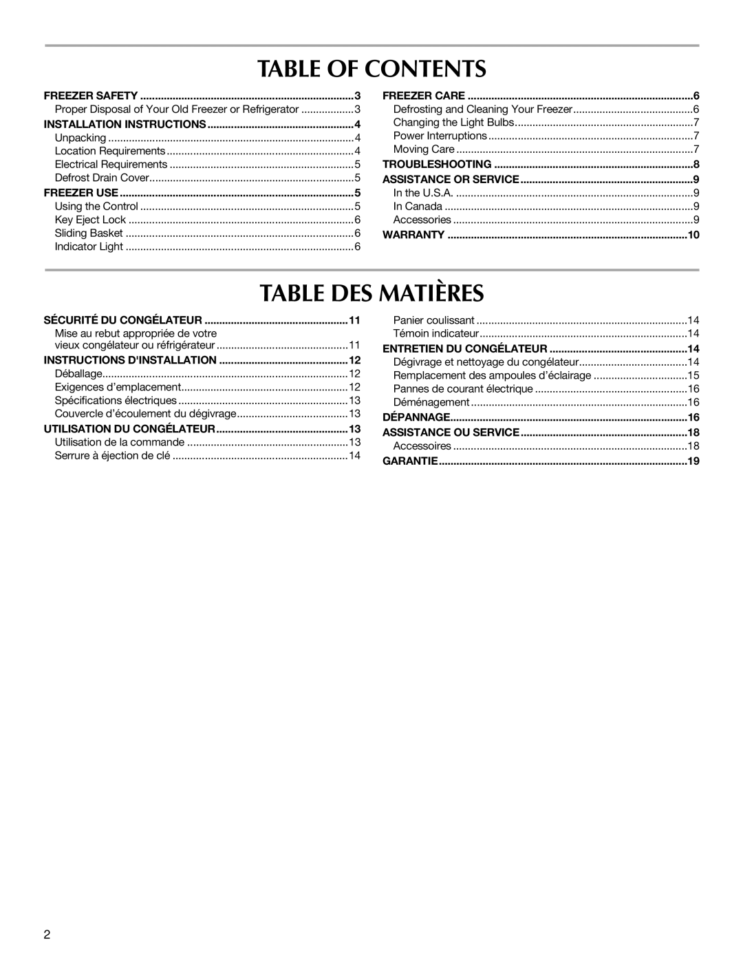 Maytag W10326795A manual Table of Contents, Table DES Matières 