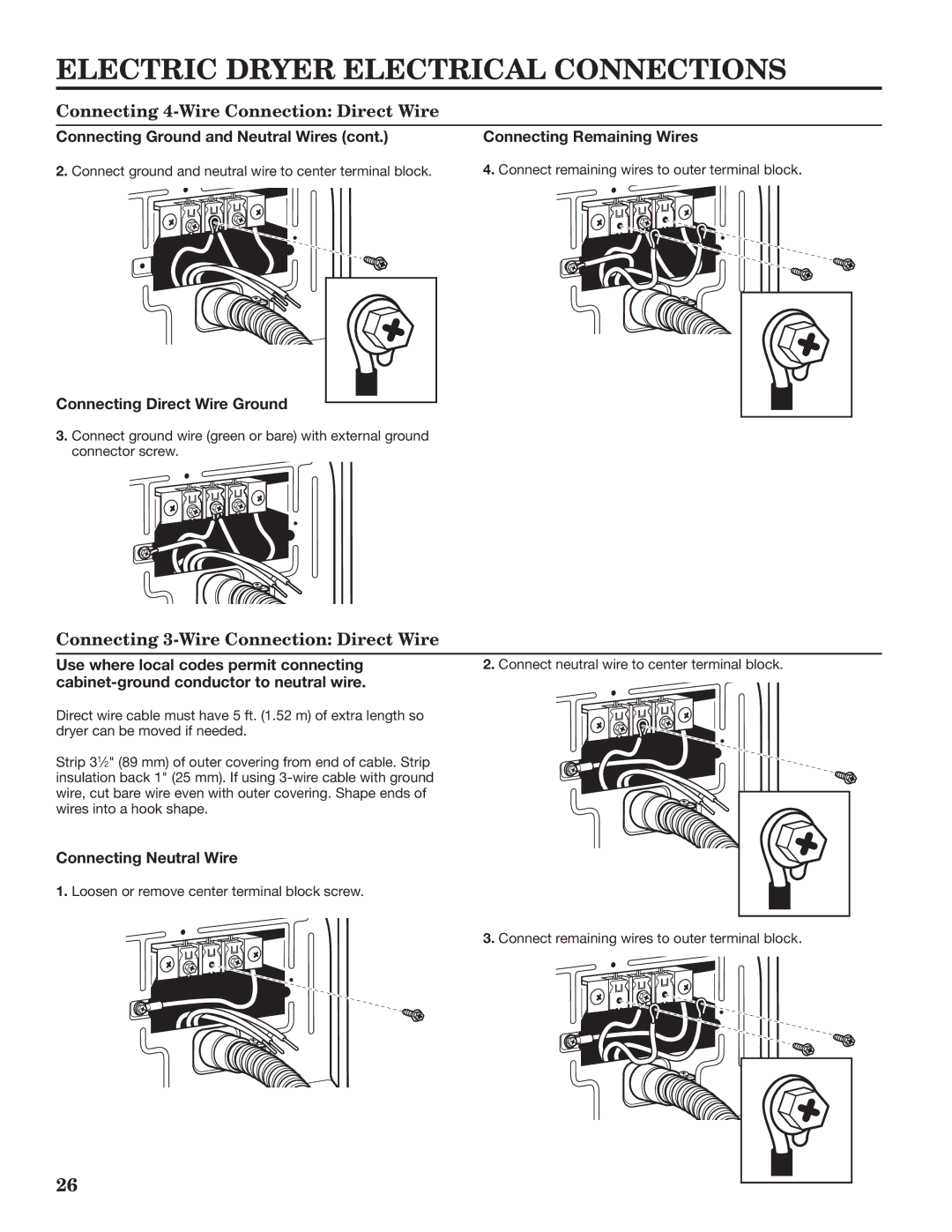 Maytag W10335465B installation instructions Connecting 3-Wire Connection Direct Wire, Connecting Remaining Wires 