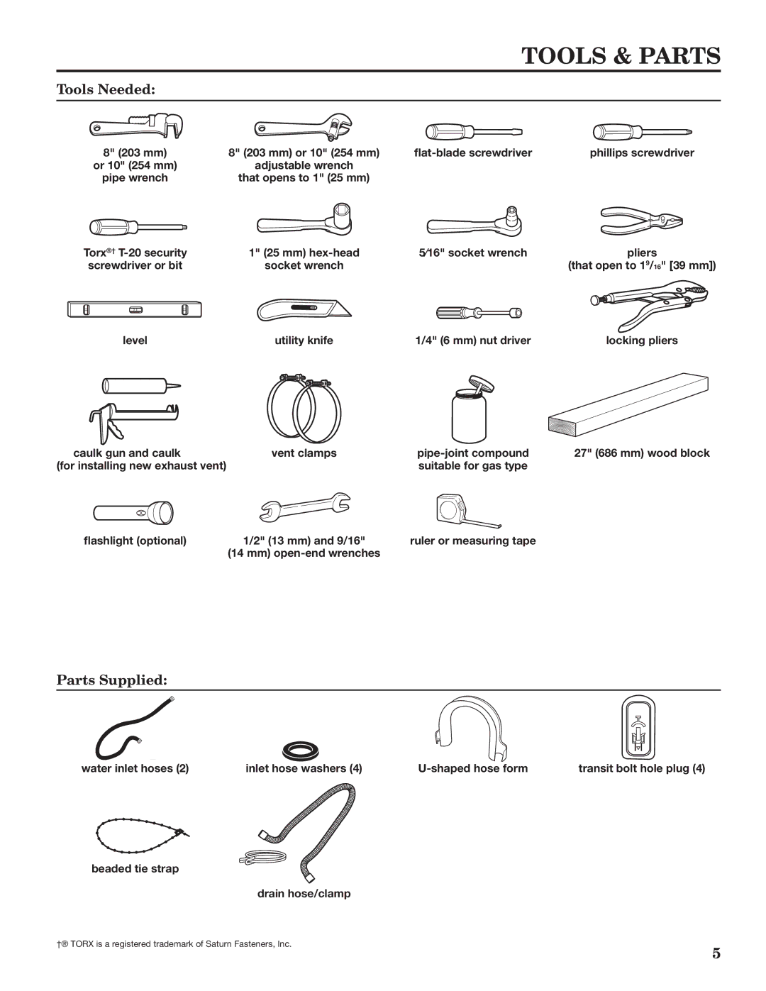 Maytag W10335465B installation instructions Tools & Parts, Tools Needed, Parts Supplied 