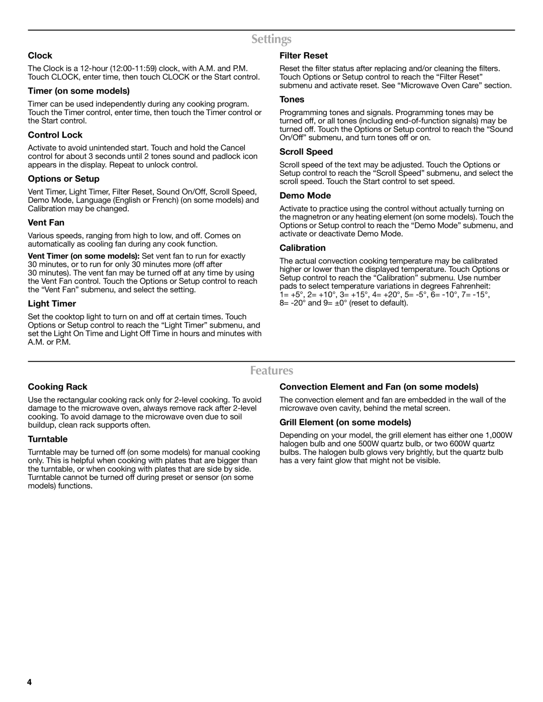 Maytag W10336691A important safety instructions Settings, Features 