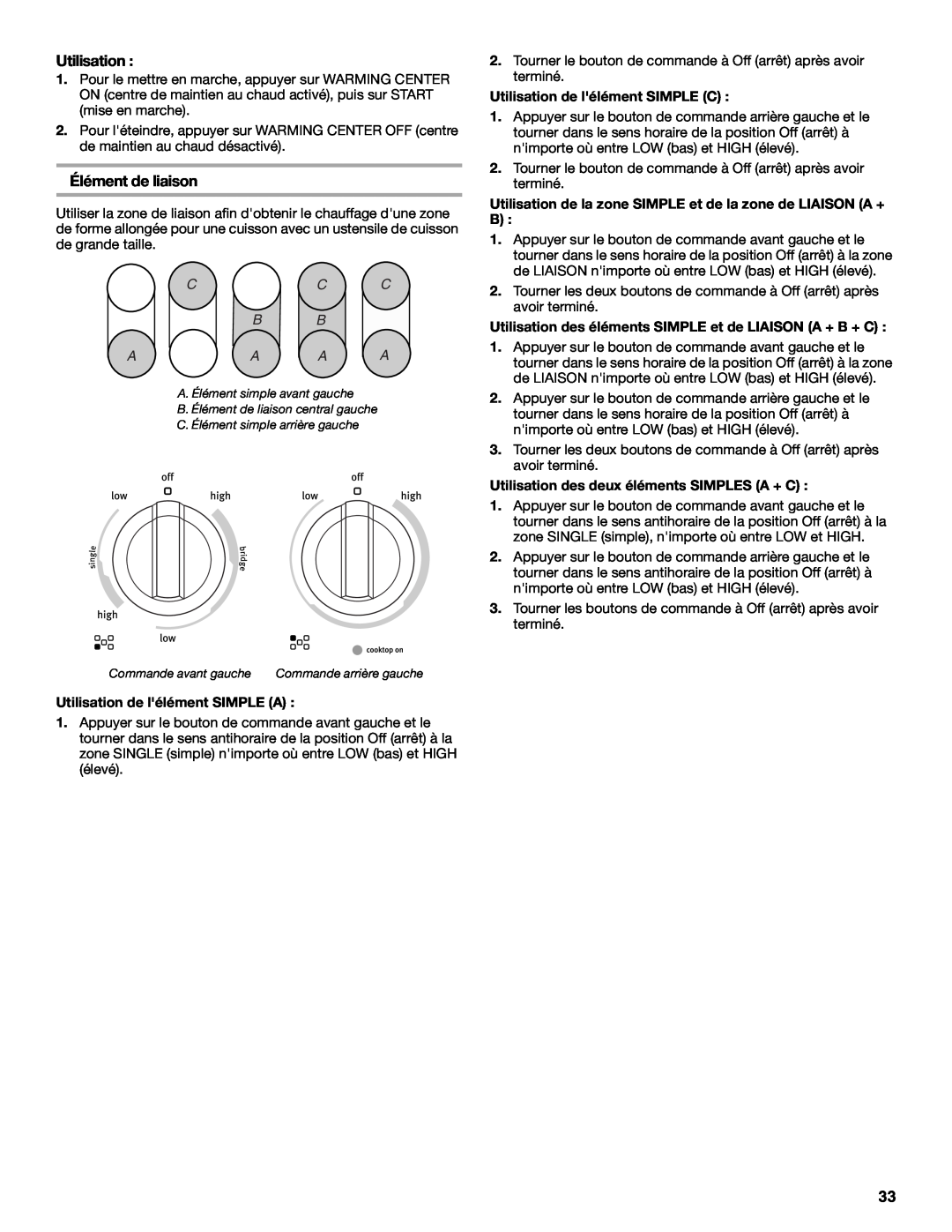 Maytag W10345638A manual Élément de liaison, Utilisation de lélément SIMPLE A, Utilisation de lélément SIMPLE C 