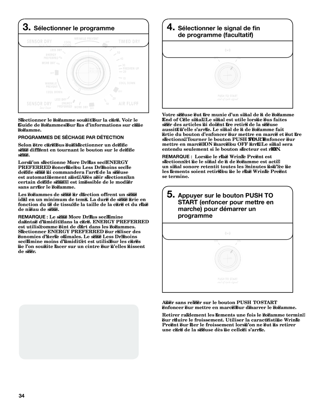 Maytag W10376241A - SP, W10343072A warranty Programmes DE Séchage PAR Détection 