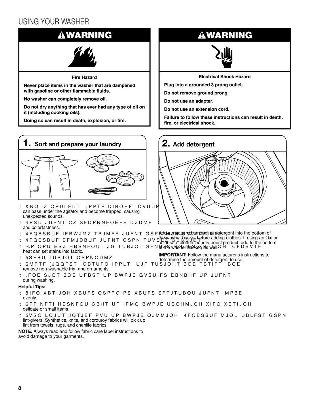 Maytag W10376241A - SP, W10343072A warranty Using Your Washer, Sort and prepare your laundry Add detergent, Helpful Tips 