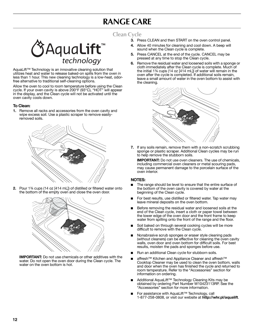 Maytag W10399029B warranty Range Care, Clean Cycle 