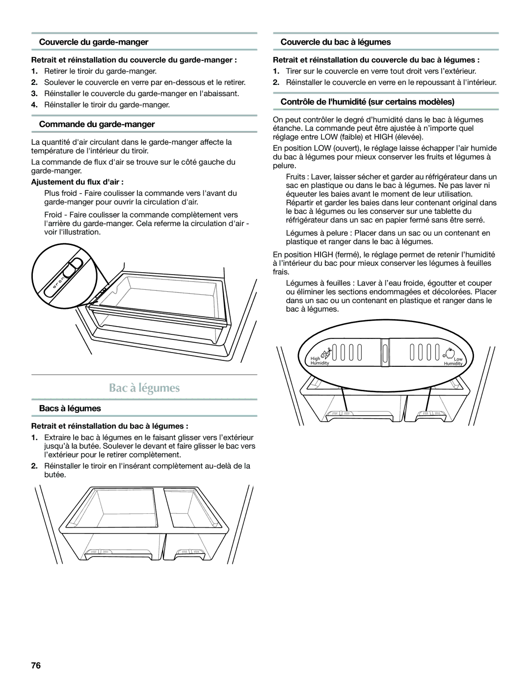 Maytag W10400978A installation instructions Bac à légumes 