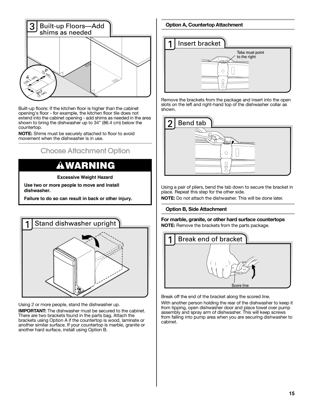 Maytag W10401504D installation instructions Choose Attachment Option, Option A, Countertop Attachment 