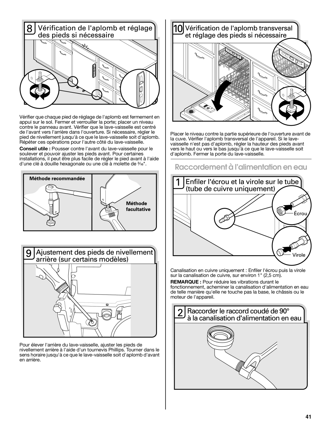 Maytag W10401504D installation instructions Raccordement à l’alimentation en eau 