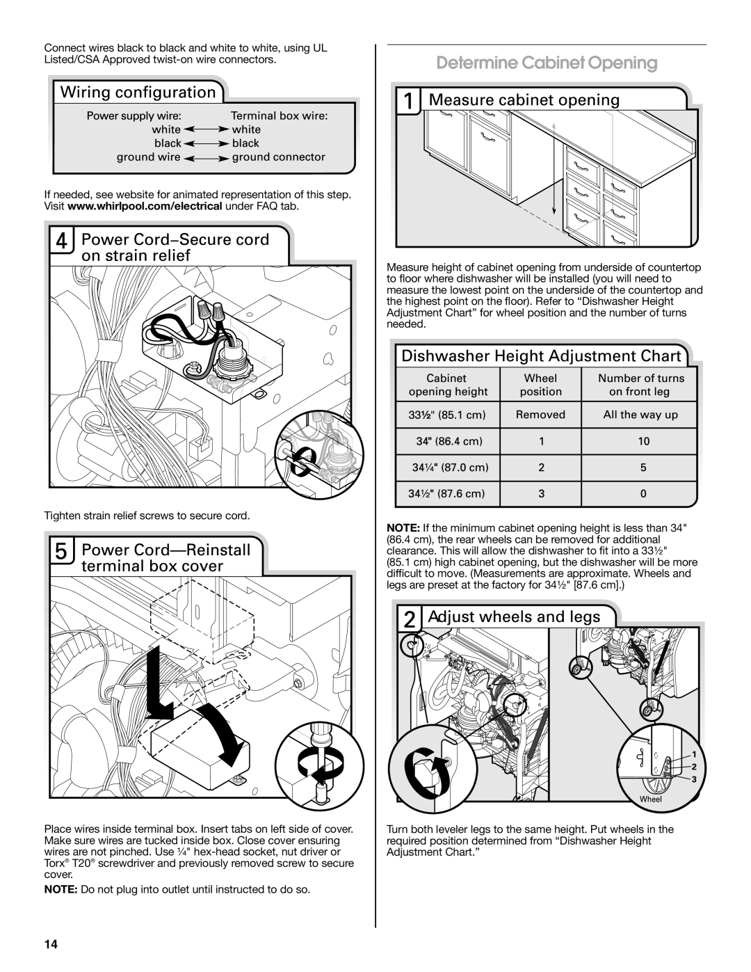 Maytag W10401504D installation instructions Determine Cabinet Opening 
