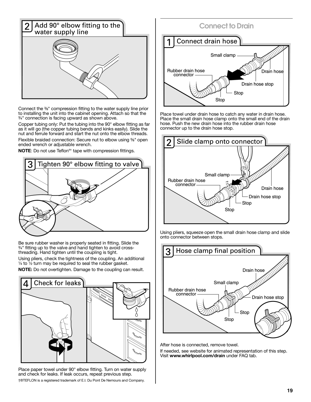 Maytag W10401504D installation instructions Connect to Drain 