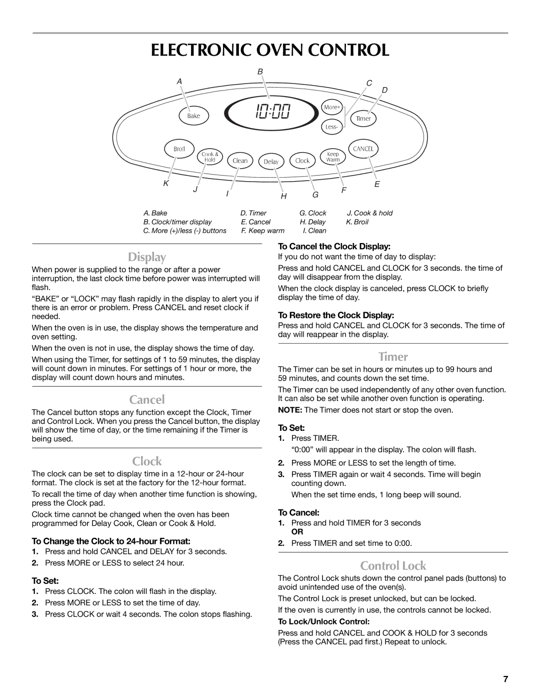 Maytag W10430917A manual Electronic Oven Control 