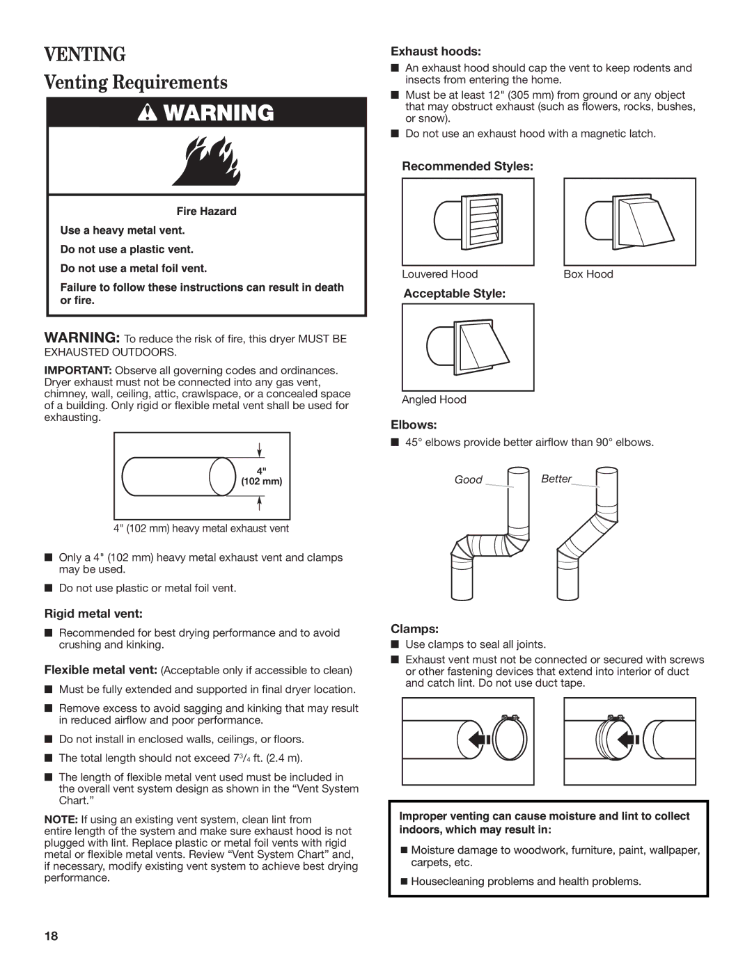 Maytag W10445417B manual Venting Requirements 