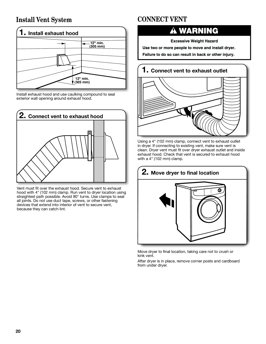 Maytag W10445417B manual Install Vent System, Connect Vent 