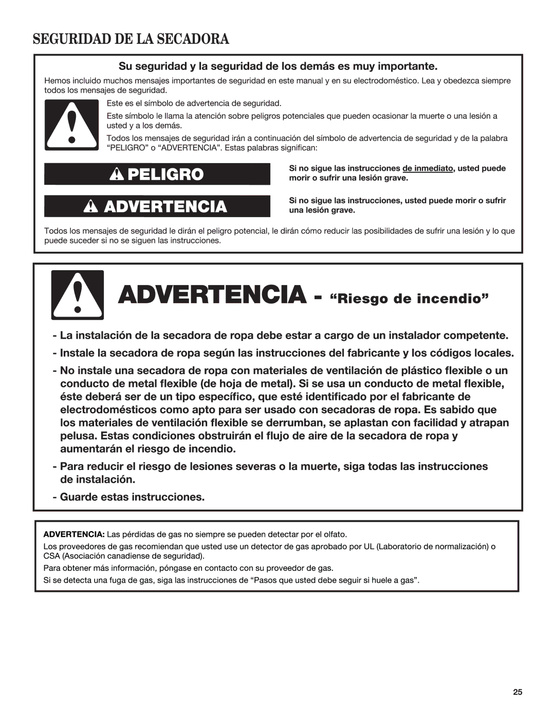 Maytag W10454277C specifications Seguridad DE LA Secadora 