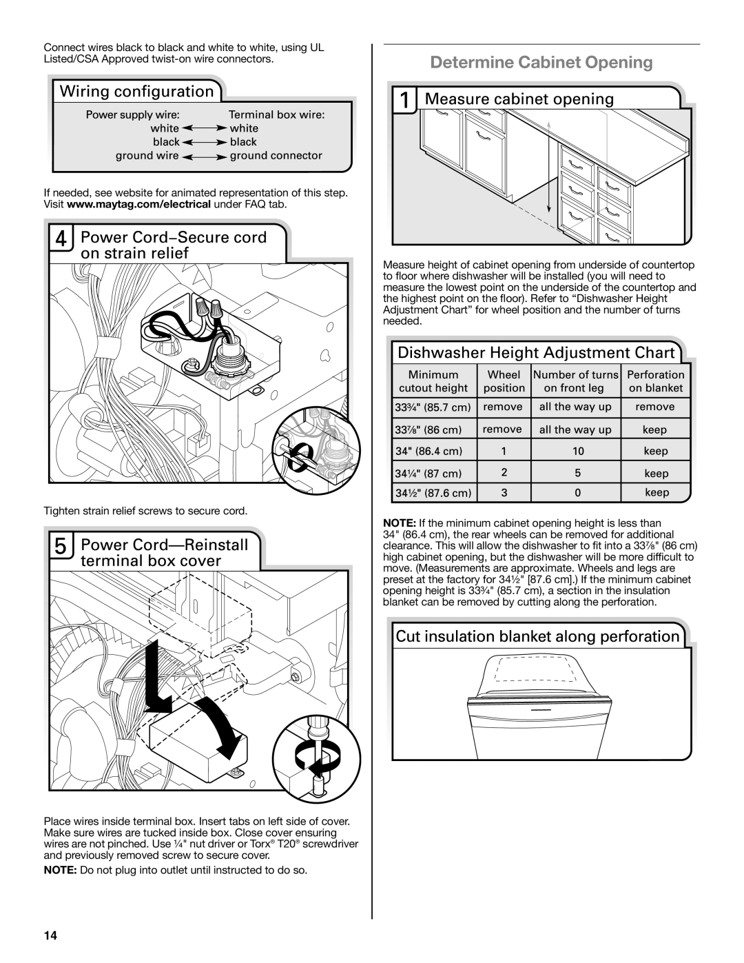 Maytag W10532762A installation instructions Determine Cabinet Opening 