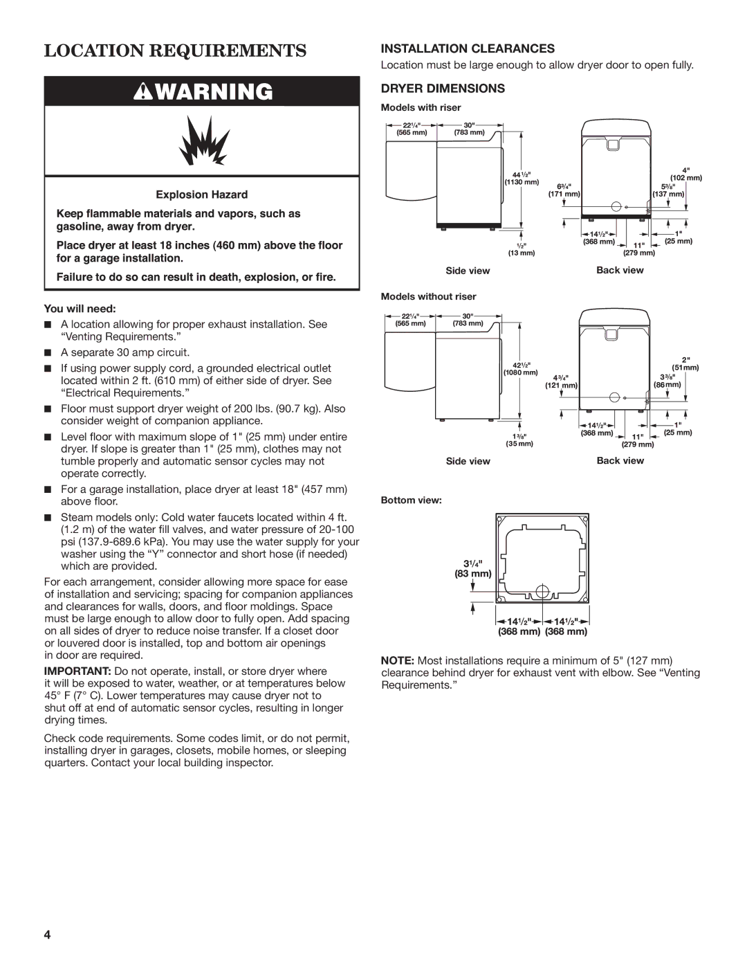 Maytag W10562339B-SP, W10562335B installation instructions Location Requirements, You will need 