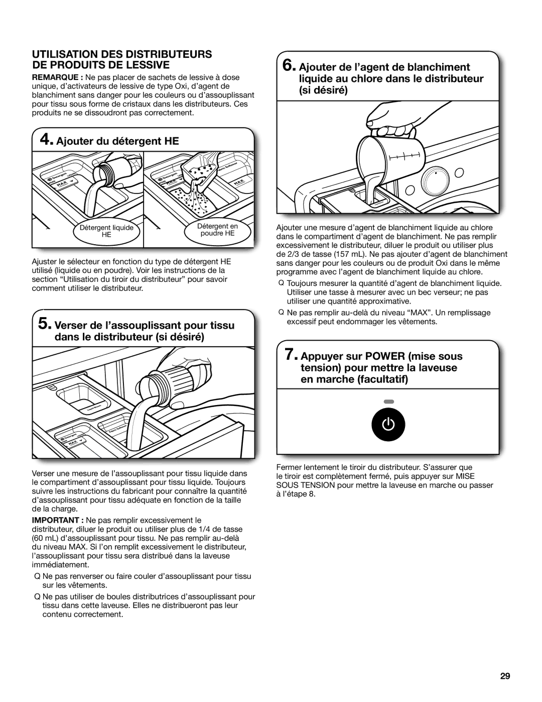 Maytag W10577942B, W10578036B - SP manual Utilisation DES Distributeurs DE Produits DE Lessive, Ajouter du détergent HE 