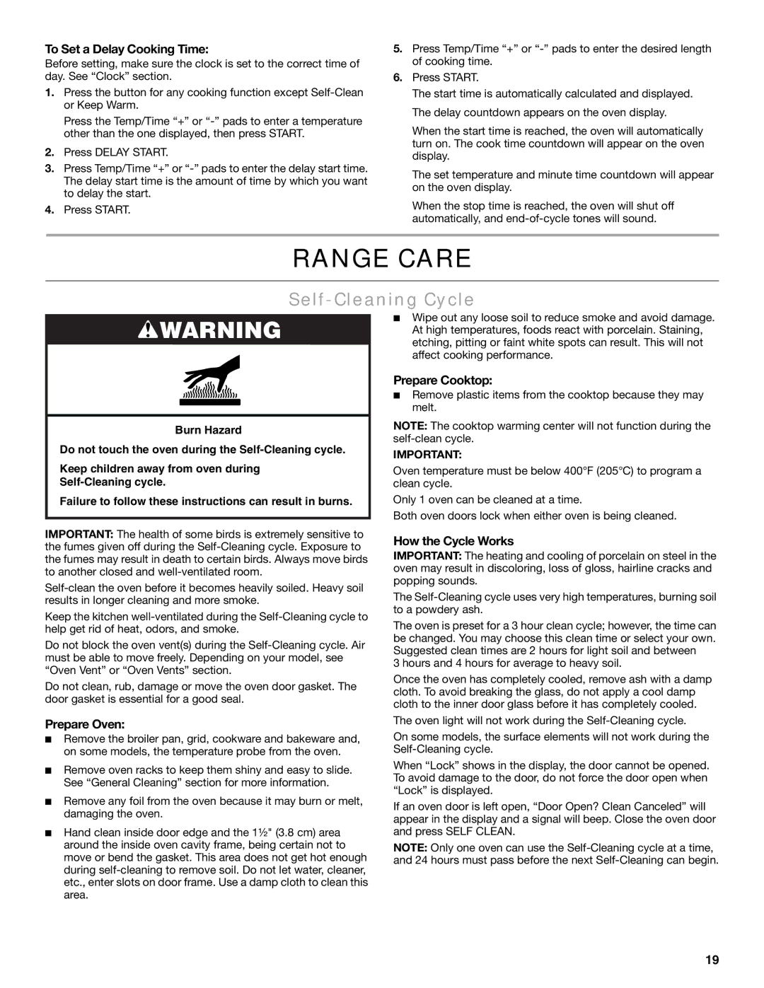 Maytag W10600814B manual Range Care, Self-Cleaning Cycle 