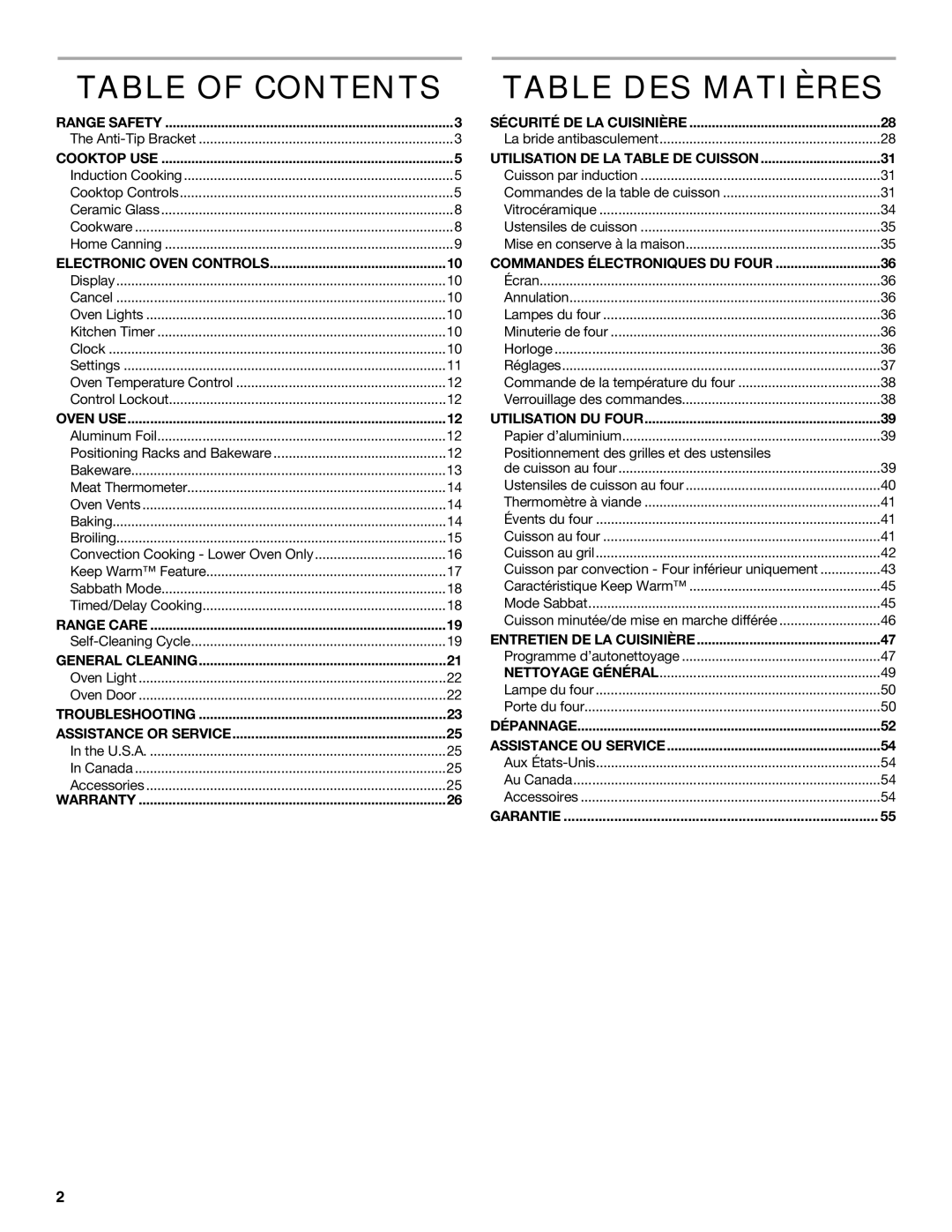 Maytag W10600814B manual Table of Contents, Table DES Matières 