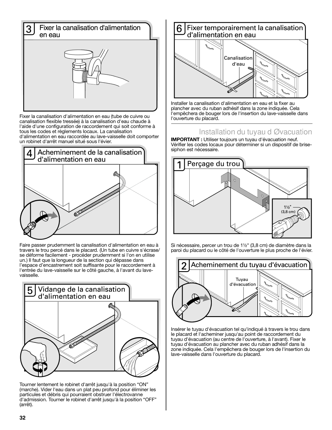 Maytag W10649077A installation instructions Installation du tuyau d’évacuation 