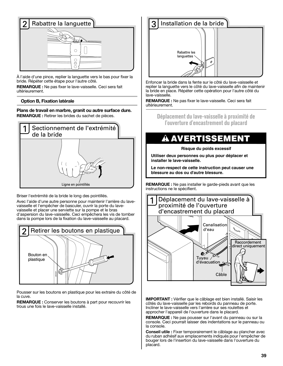 Maytag W10649077A installation instructions Louverture dencastrement du placard 