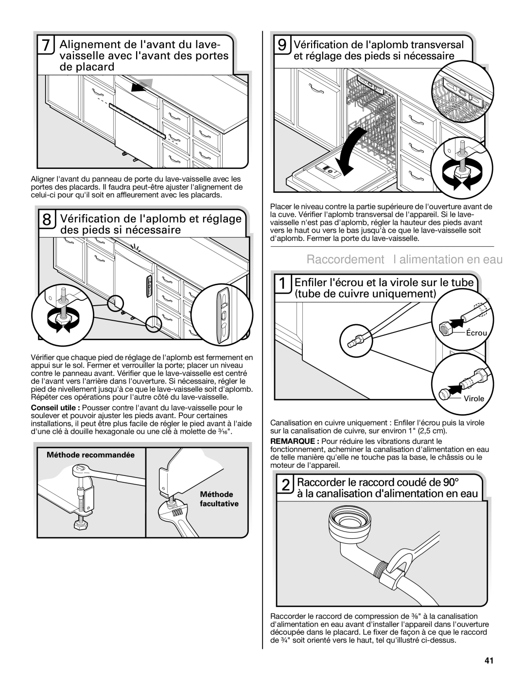 Maytag W10649077A installation instructions Raccordement à l’alimentation en eau 