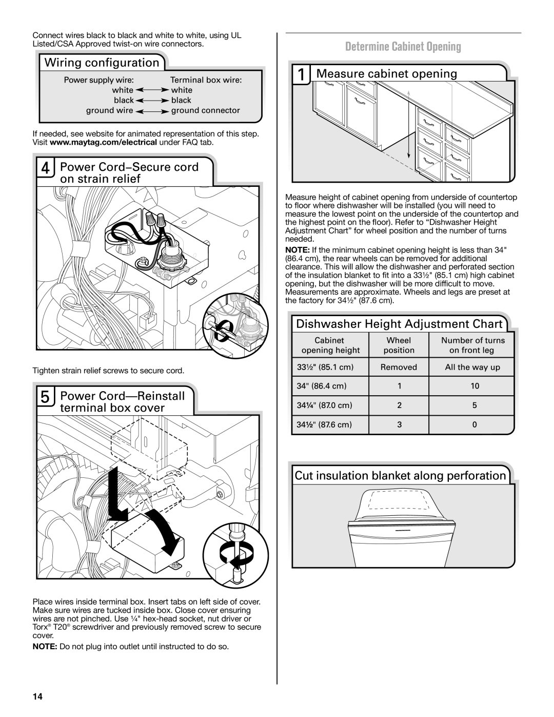 Maytag W10649077A installation instructions Determine Cabinet Opening 