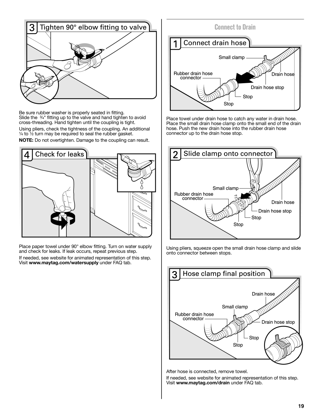 Maytag W10649077A installation instructions Connect to Drain 