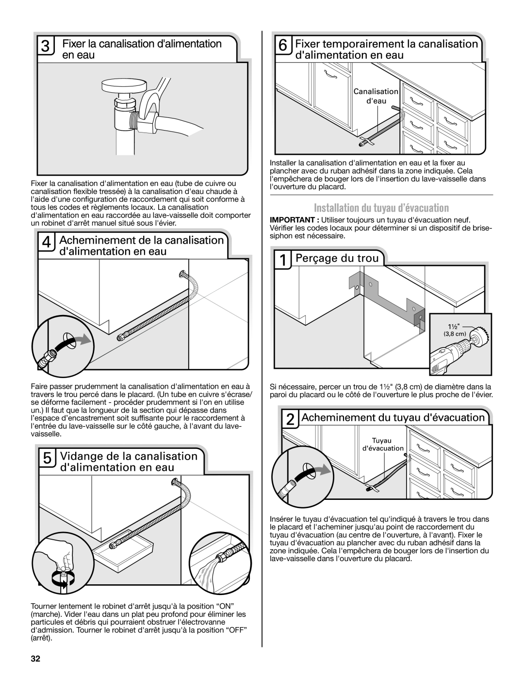 Maytag W10649077A installation instructions Installation du tuyau d’évacuation 